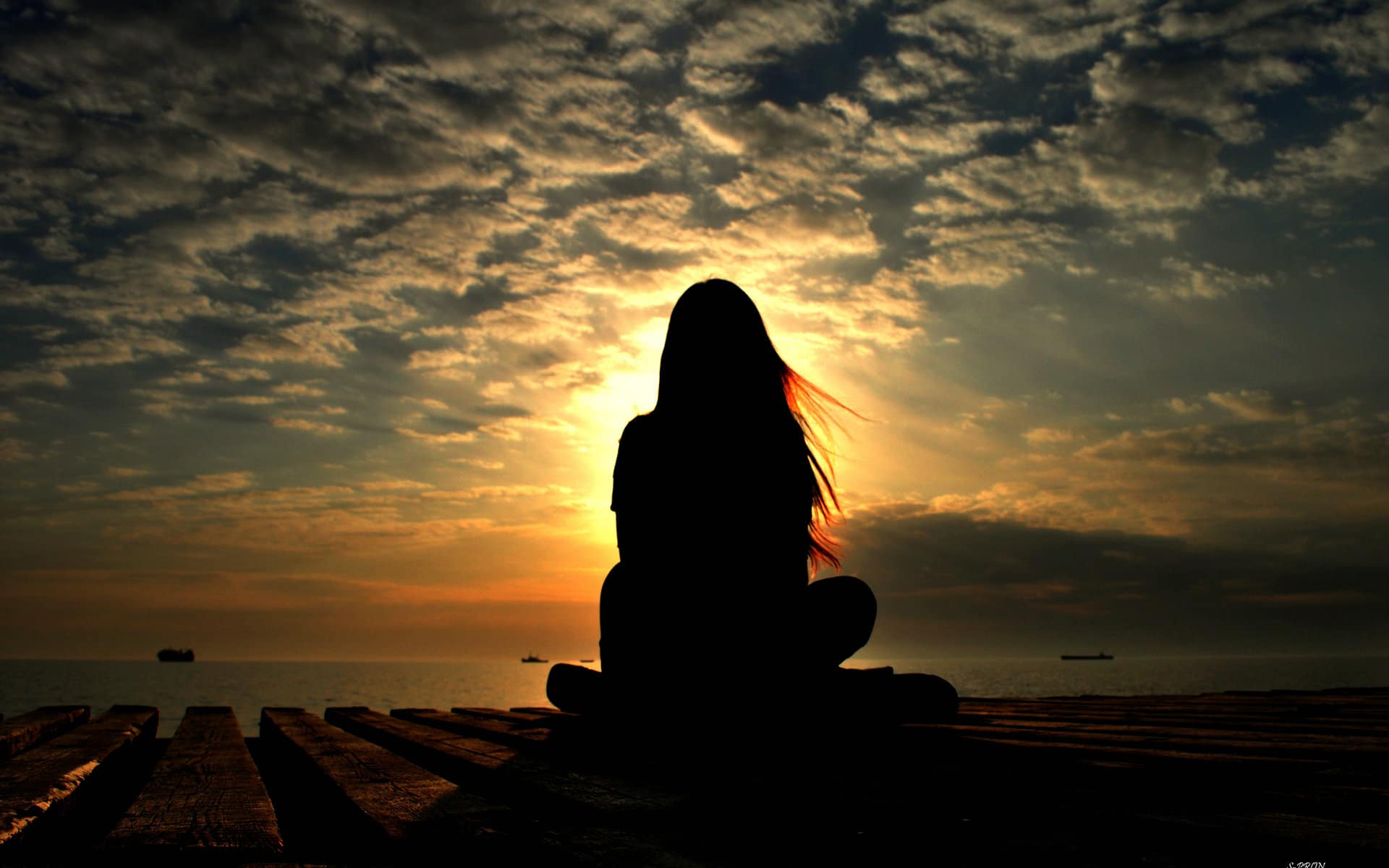 meditation at sunset